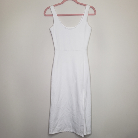 Leith scoop neck midi dress side slit XS white - Picture 2 of 6